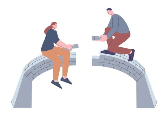 deux personnages créent un pont entre eux