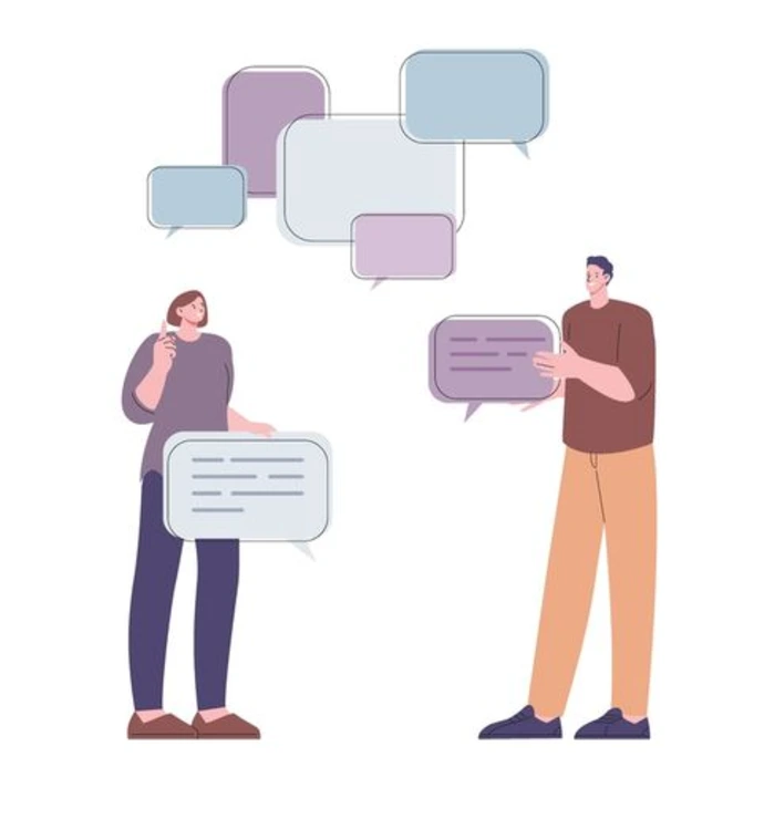 deux personnages discutent